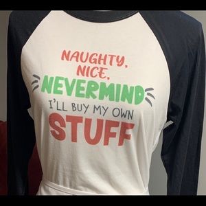 Christmas black and white raglan.  New